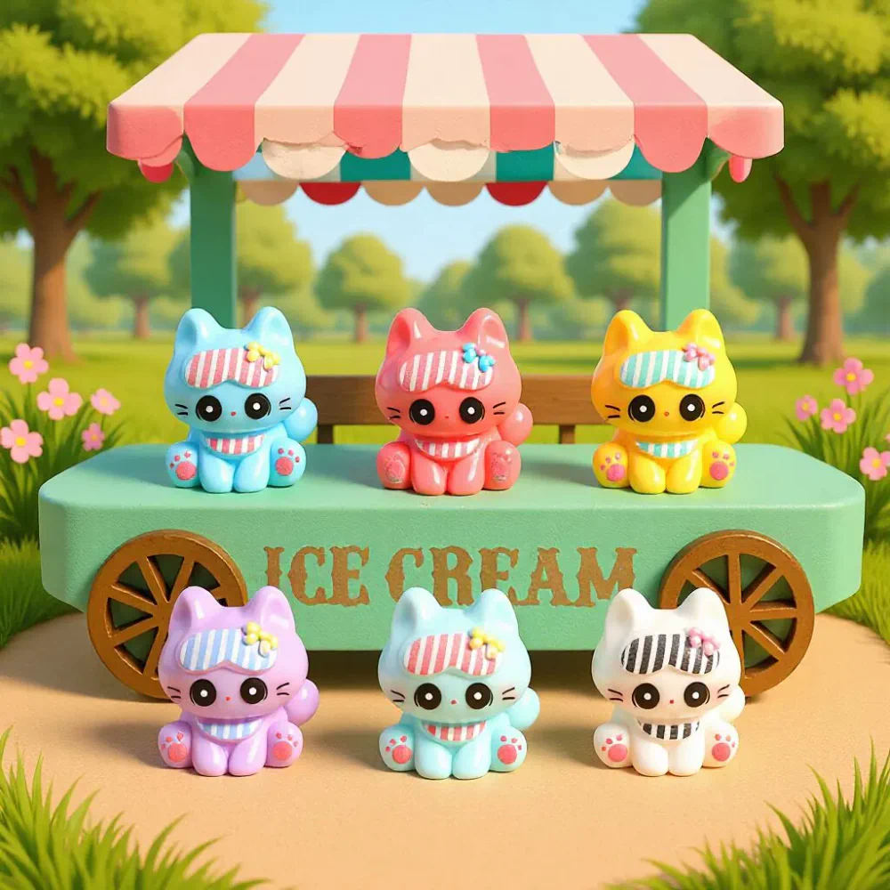 6 Piece Cute Kitten Mini Resin Figurine Set