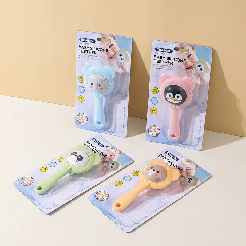 Cute Cartoon Silicone Rattle Teether Handheld Molar Toy
