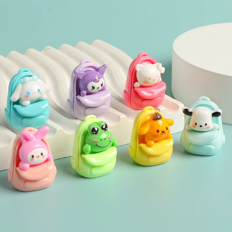 7 Piece Cute Character Mini Backpack Figurine Set