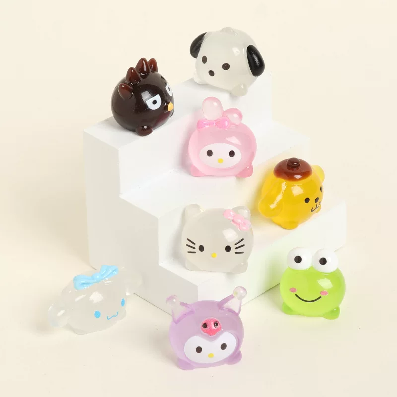 7 Piece Luminous Cute Character Resin Figurine Set