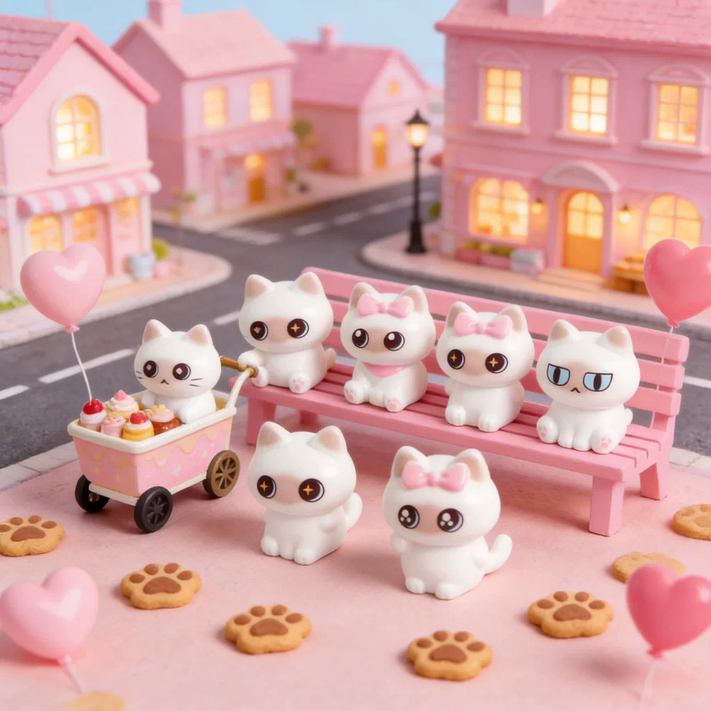 Siamese Cat 6 Piece Mini Resin Figurine Collection Set