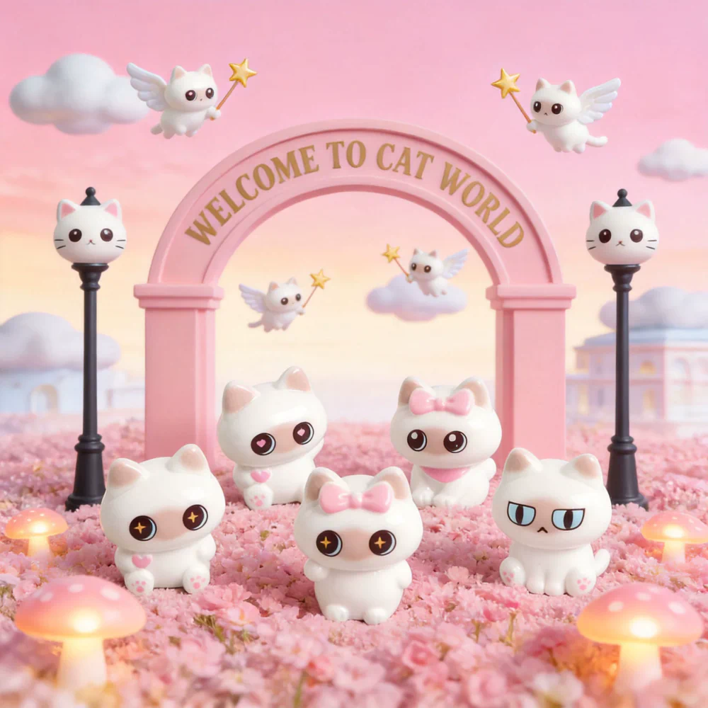 Siamese Cat 6 Piece Mini Resin Figurine Collection Set
