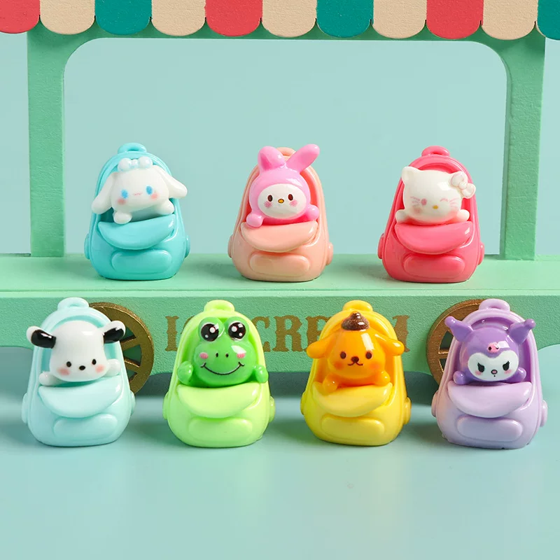 7 Piece Cute Character Mini Backpack Figurine Set