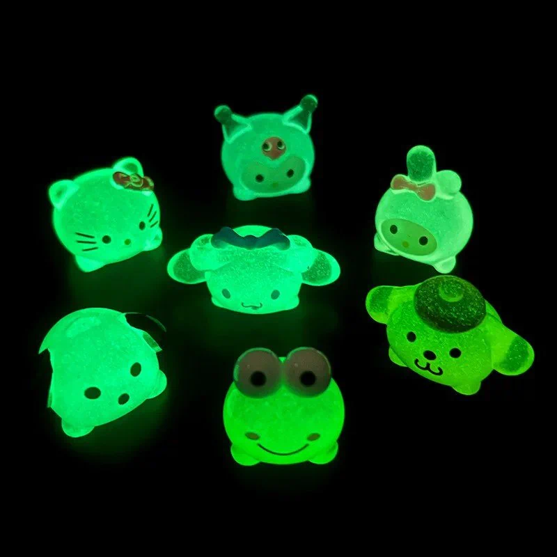 7 Piece Luminous Cute Character Resin Figurine Set