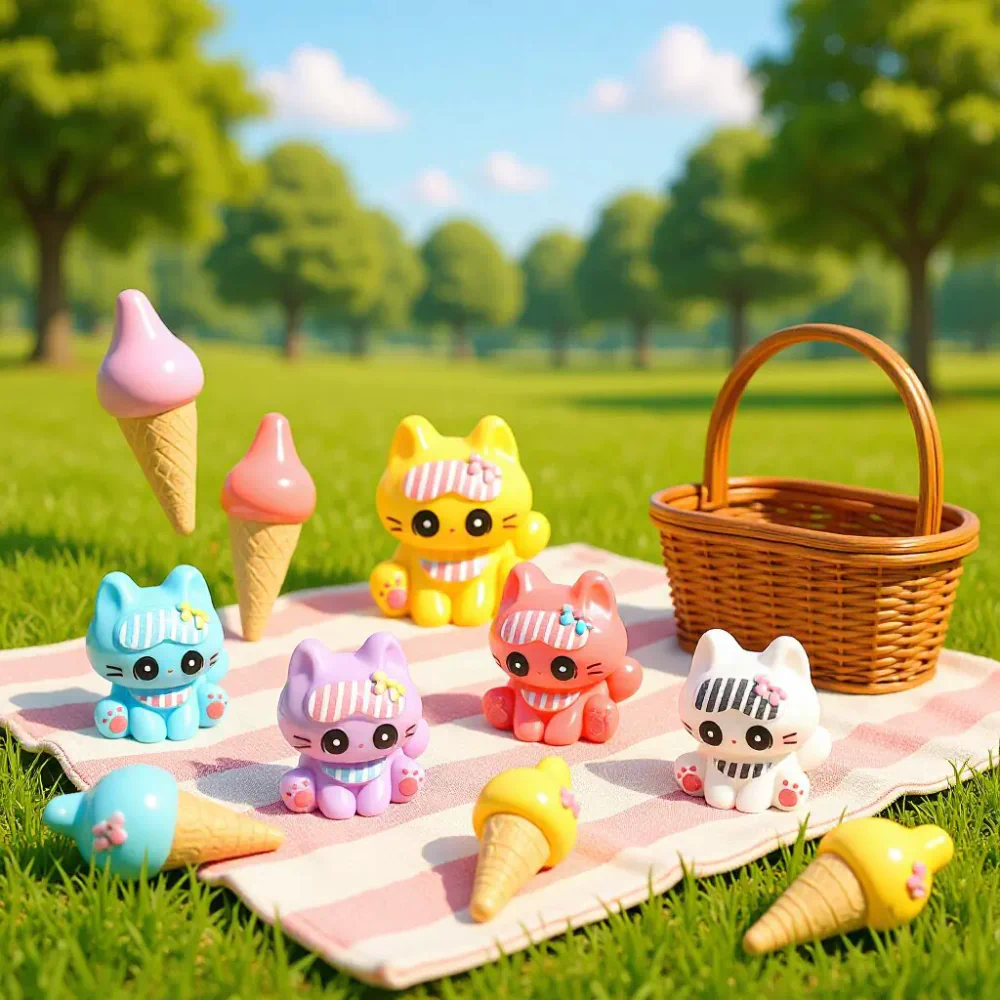 6 Piece Cute Kitten Mini Resin Figurine Set