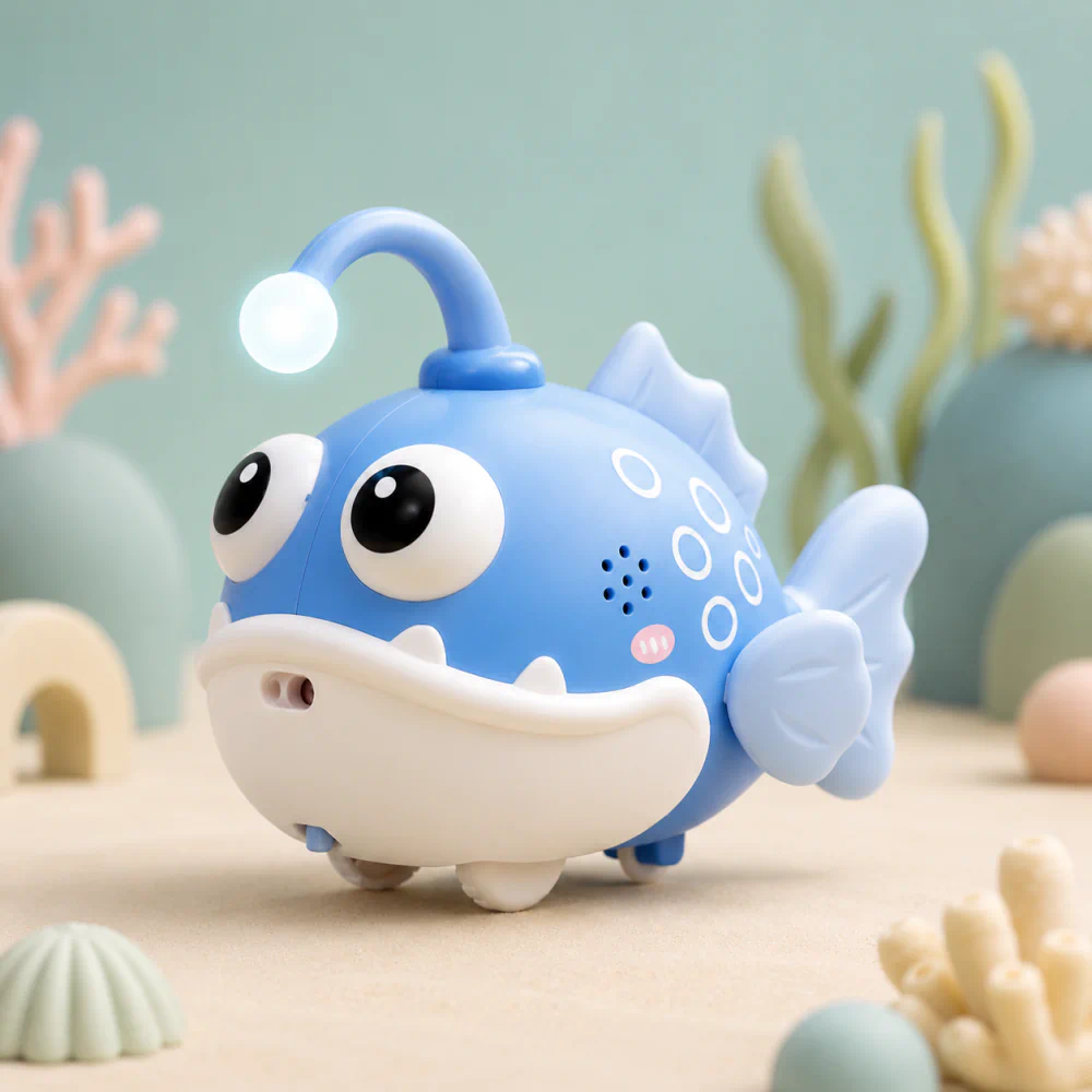 Interactive Crawling Fish Toy with Music and Lights