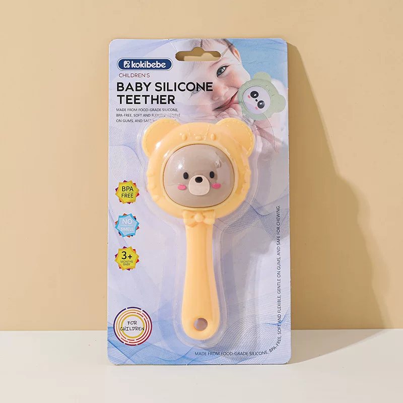Cute Cartoon Silicone Rattle Teether Handheld Molar Toy