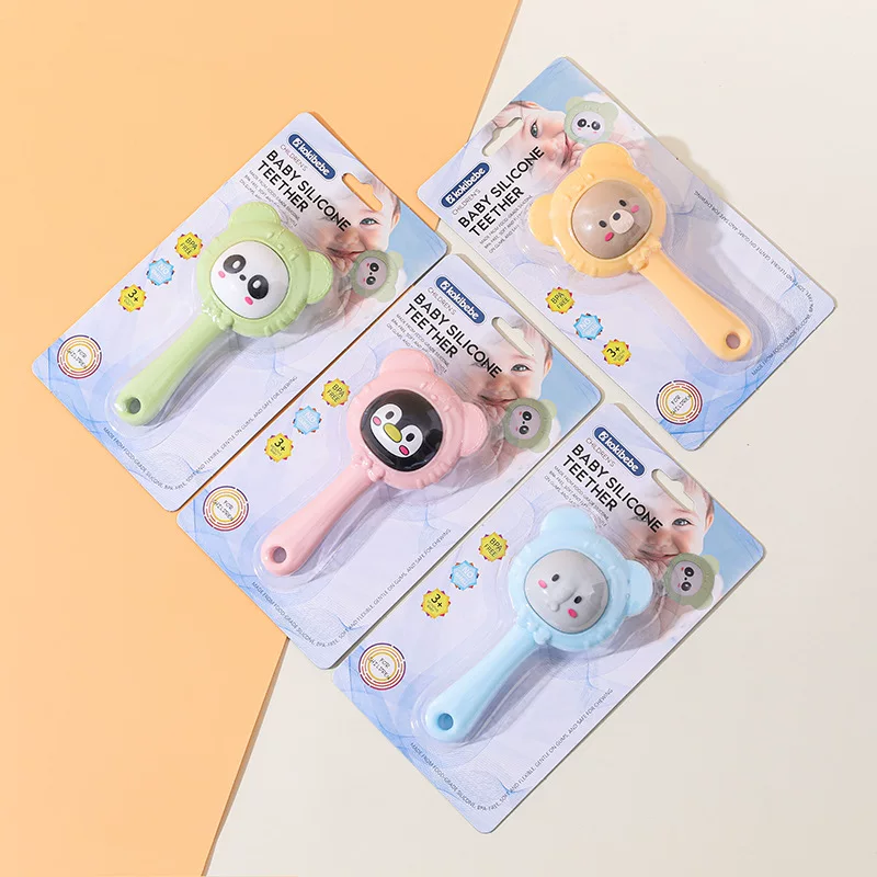 Cute Cartoon Silicone Rattle Teether Handheld Molar Toy