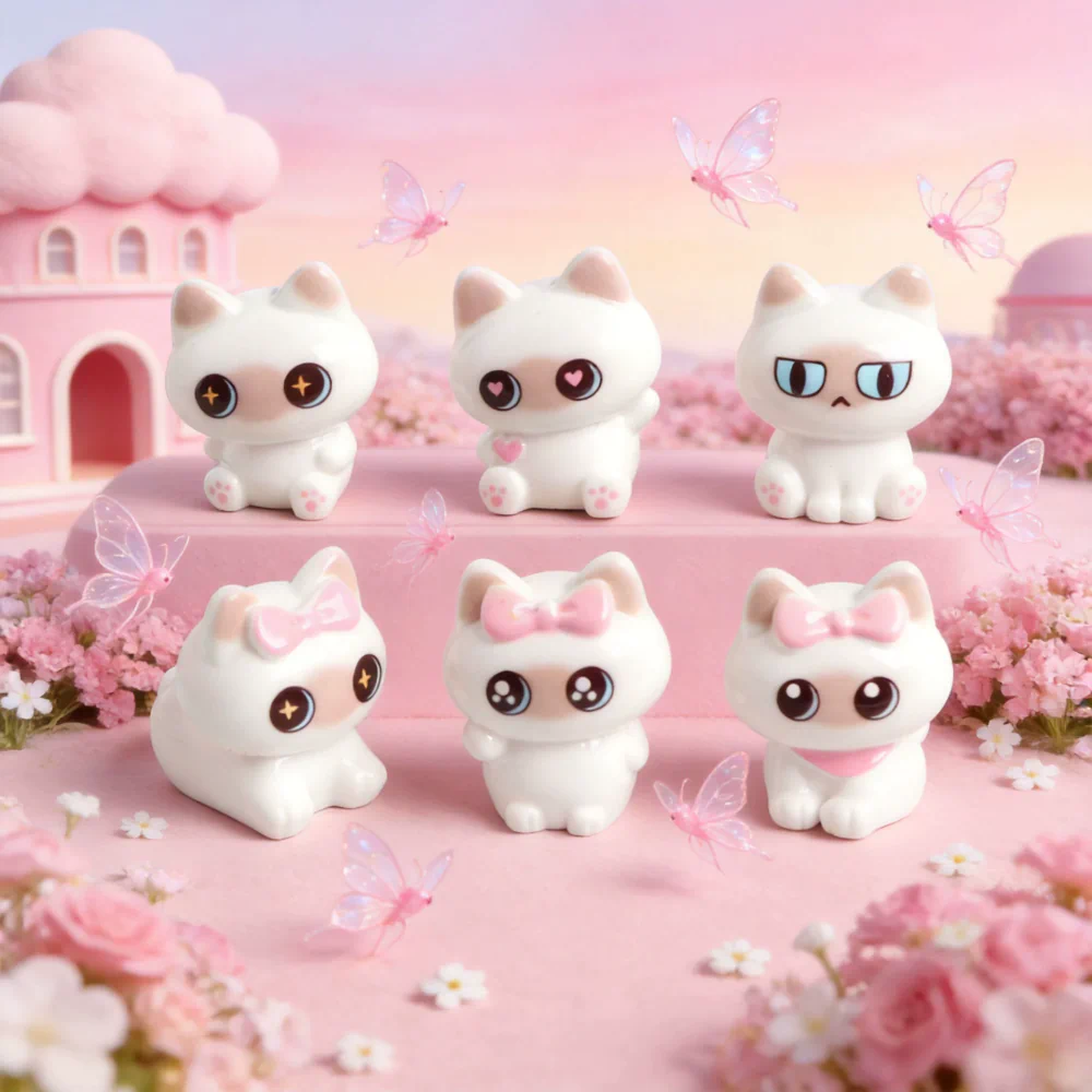 Siamese Cat 6 Piece Mini Resin Figurine Collection Set