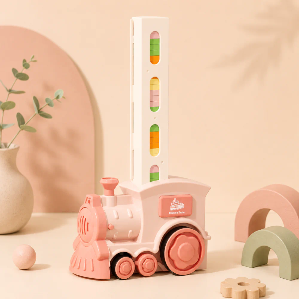 Automatic Domino Train Toy with 60 Domino Blocks