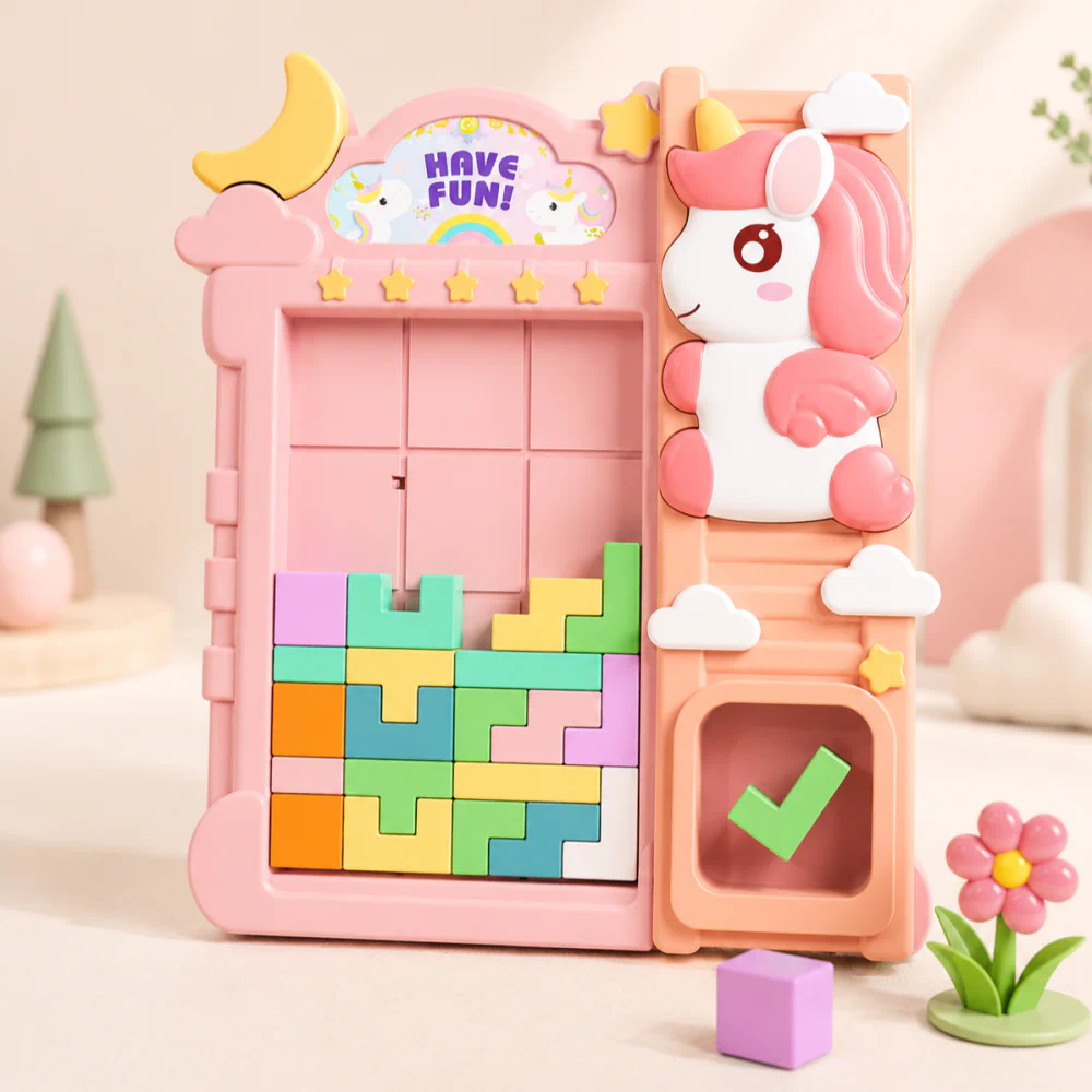 Tetris-Style Block Puzzle Building Toy for Kids