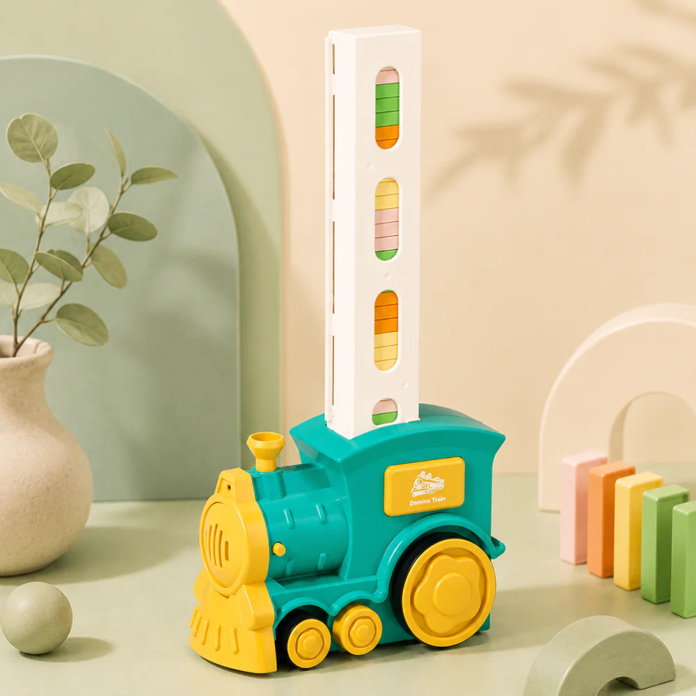 Automatic Domino Train Toy with 60 Domino Blocks