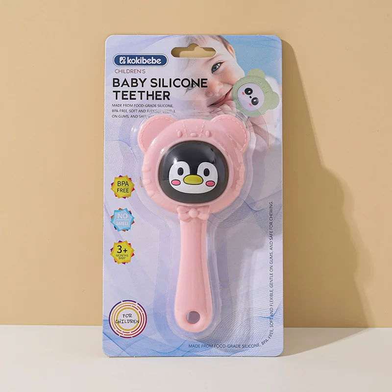 Cute Cartoon Silicone Rattle Teether Handheld Molar Toy